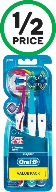 Woolworths Oral-B 5 Way Clean Toothbrush Pk 3 offer