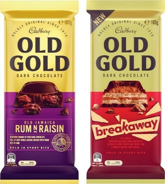 Coles Cadbury Old Gold Block Chocolate 170g-180g or Toblerone 200g offer