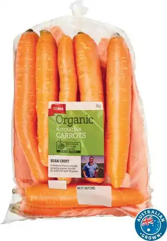 Coles Coles Organic Australian Carrots 1kg Bag offer
