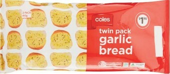 Coles Coles Garlic Bread Twin Pack 450g offer