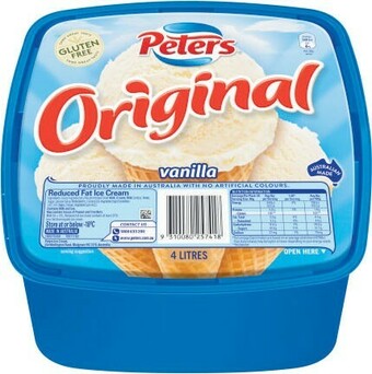 Coles Peters Original Ice Cream Tub 4 Litre offer