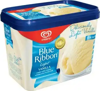 Coles Streets Blue Ribbon Light Vanilla Tub 2 Litre offer