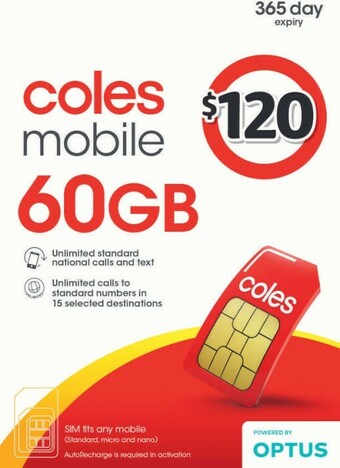 Coles Coles Mobile $120 SIM offer