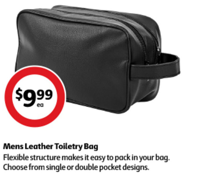 Mens Leather Toiletry Bag offer at Coles
