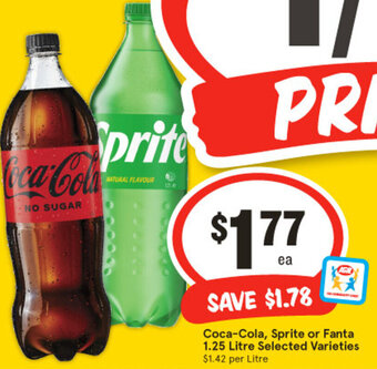 IGA Coca-Cola, Sprite or Fanta 1.25 Litre Selected Varieties offer