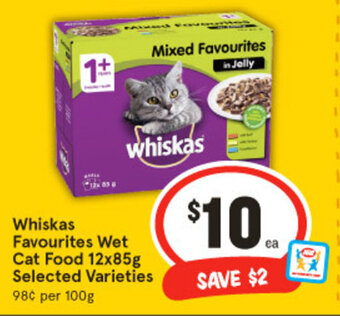 IGA Whiskas Favourites Wet Cat Food 12x85g Selected Varieties offer
