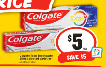 IGA Colgate Total Toothpaste 200g Selected Varieties* offer