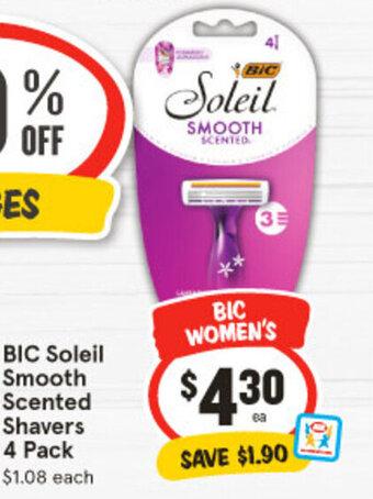 IGA BIC Soleil Smooth Scented Shavers 4 Pack offer