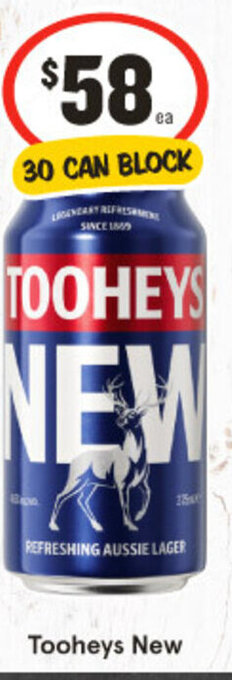 IGA Tooheys New 30 CAN BLOCK offer