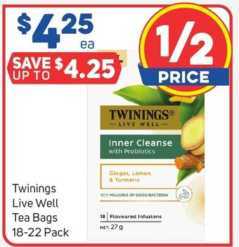 Foodland Twinings Live Well Tea Bags 18-22 Pack offer