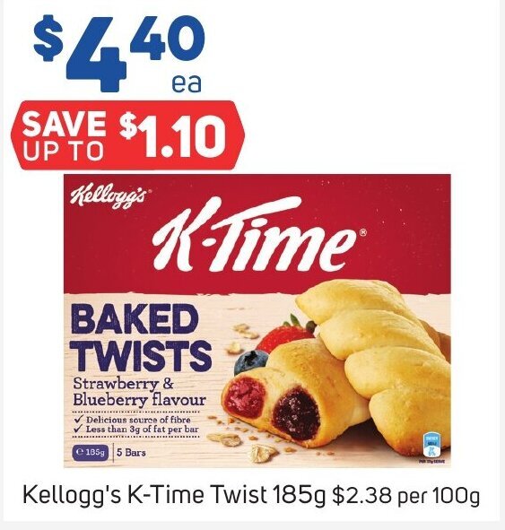 Kellogg's KTime Twist 185g offer at Foodland