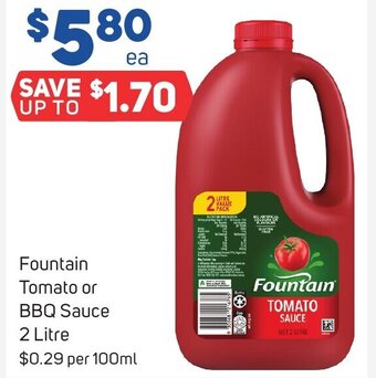 Foodland Fountain Tomato or BBQ Sauce 2 Litre offer