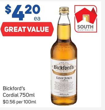 Foodland Bickford's Cordial 750ml offer