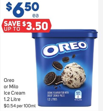 Foodland Oreo or Milo Ice Cream 1.2 Litre offer
