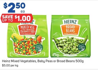 Foodland Heinz Mixed Vegetables, Baby Peas or Broad Beans 500g offer