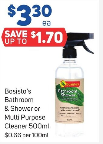 Foodland Bosisto's Bathroom & Shower or Multi Purpose Cleaner 500ml offer