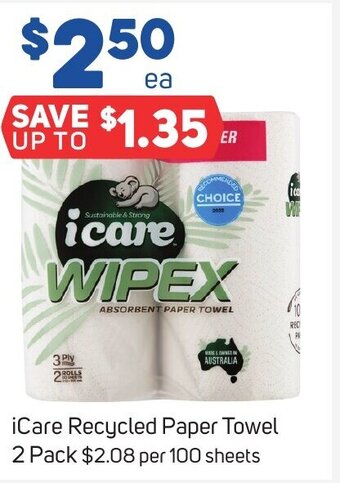 Foodland iCare Recycled Paper Towel 2 Pack offer