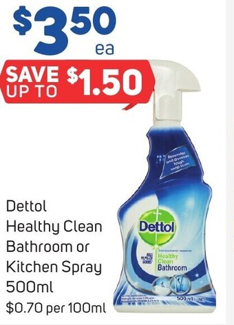 Foodland Dettol Healthy Clean Bathroom or Kitchen Spray 500ml offer