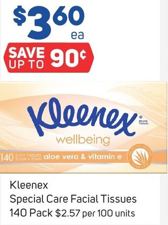 Foodland Kleenex Special Care Facial Tissues 140 Pack offer