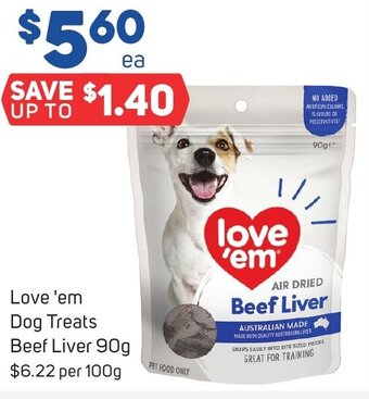 Foodland Love 'em Dog Treats Beef Liver 90g offer