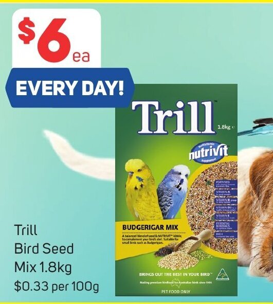 Trill Bird Seed Mix 1.8kg offer at Foodland