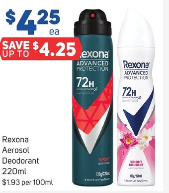 Foodland Rexona Aerosol Deodorant 220ml offer