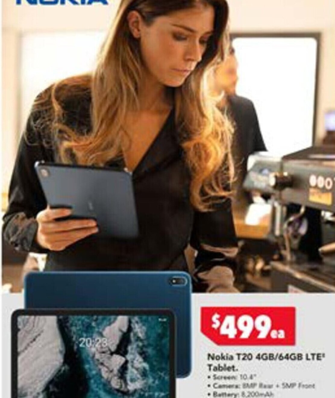Nokia T20 4GB/64GB LTE Tablet. offer at Harvey Norman