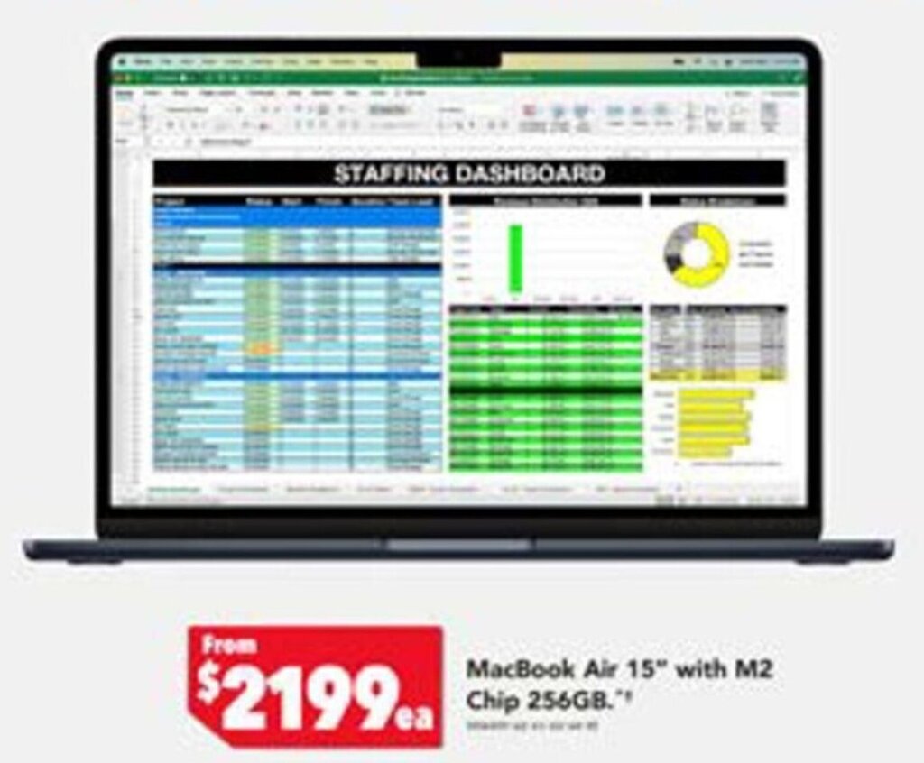 MacBook Air 15" with M2 Chip 256GB." offer at Harvey Norman