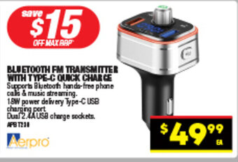 Autopro BLUETOOTH FM TRANSMITTER WITH TYPE-C QUACK CHARGE offer