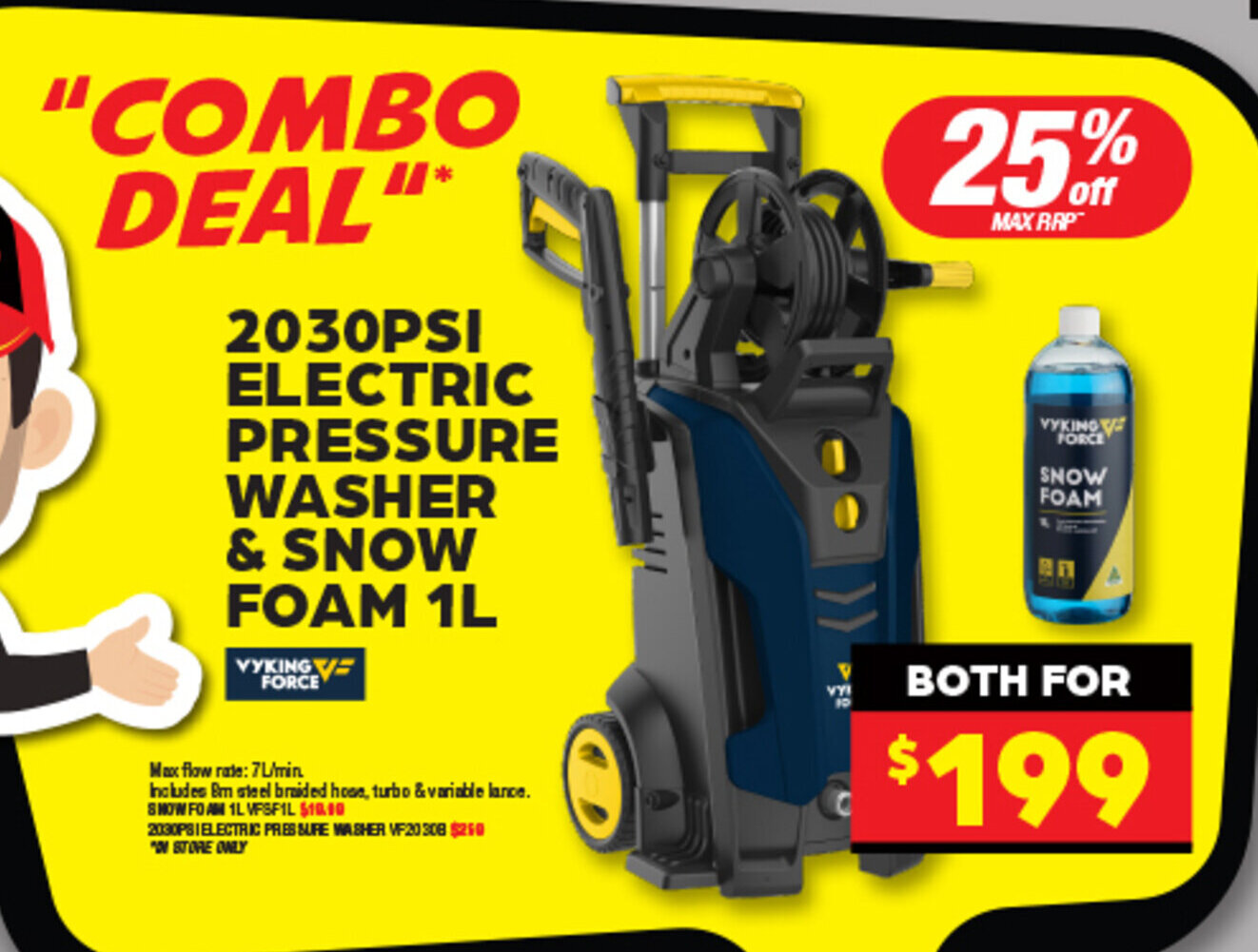 2030PSI ELECTRIC PRESSURE WASHER & SNOW FOAM 1L offer at Autopro