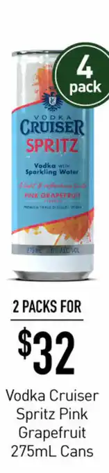 Dan Murphy's Vodka Cruiser Spritz Pink Grapefruit 275mL Cans offer