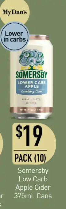 Dan Murphy's Somersby Low Carb Apple Cider 375mL Cans offer