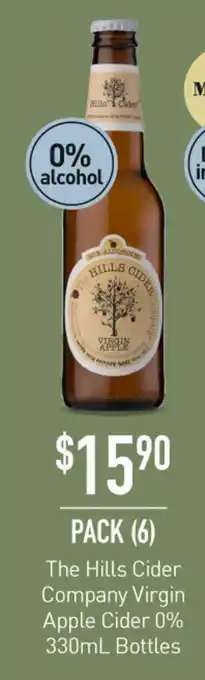 Dan Murphy's The Hills Cider Company Virgin Apple Cider 0% 330mL Bottles offer