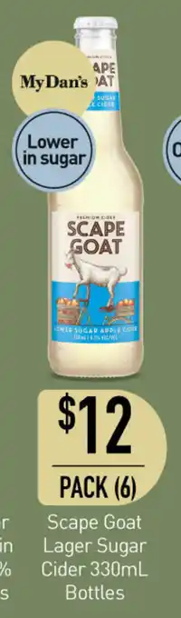Dan Murphy's Scape Goat Lager Sugar Cider 330mL Bottles offer