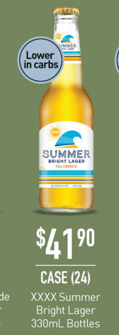 Dan Murphy's XXXX Summer Bright Lager 330mL Bottles offer