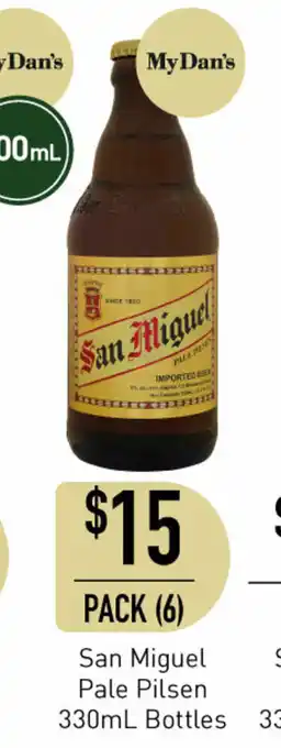 Dan Murphy's San Miguel Pale Pilsen 330mL Bottles offer