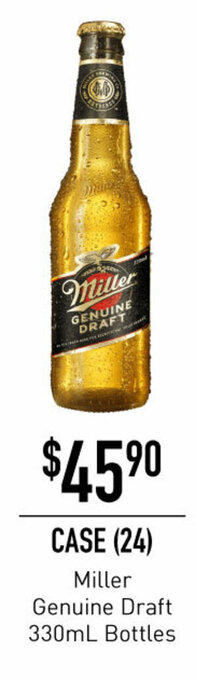 Miller Genuine Draft 330mL Bottles