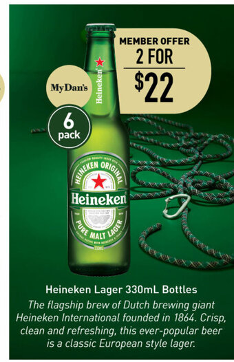 Dan Murphy's Heineken Lager 330mL Bottles offer
