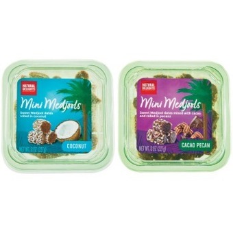 Natural delights mini medjools coconut or cacao pecan 227g pack