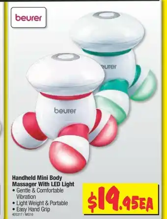 JB Hi-Fi Handheld Mini Body Massager with LED Light offer