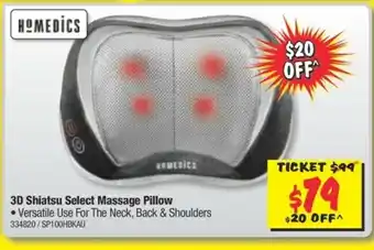 JB Hi-Fi Homedics 3D Shiatsu Select Massager Pillow offer