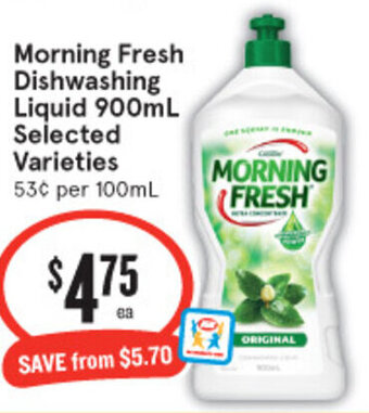 IGA Morning Fresh Dishwashing Liquid 900mL Selected Varieties offer