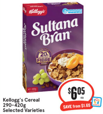 IGA Kellogg's Cereal 290-420g Selected Varieties offer