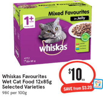 IGA Whiskas Favourites Wet Cat Food 12x85g Selected Varieties offer