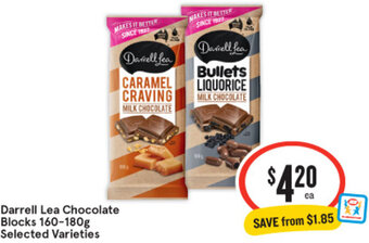 IGA Darrell Lea Chocolate Blocks 160-180g Selected Varieties offer