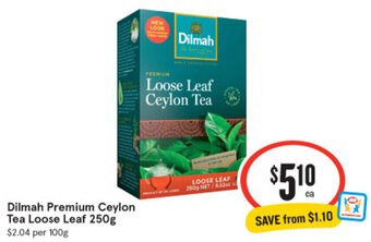 IGA Dilmah Premium Ceylon Tea Loose Leaf 250g offer