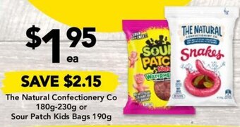 Drakes The Natural Confectionery Co 180g-230g or Sour Patch Kids Bags 190g offer