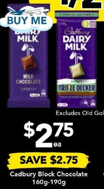 Drakes Cadbury Block Chocolate 160g-190g offer