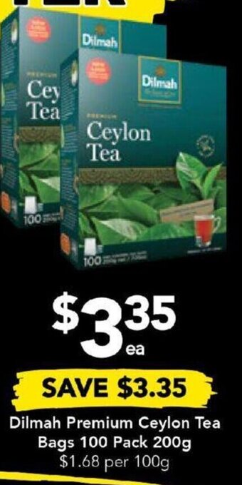 Drakes Dilmah Premium Ceylon Tea Bags 100 Pack 200g offer
