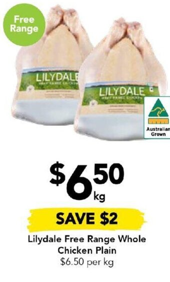 Drakes Lilydale Free Range Whole Chicken Plain offer